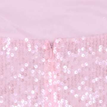 BOLLEY JOSS Women's Sequins Midi Dress Sexy Spaghetti Strap Long Dress Sparkly Back Slit Bodycon Dresses Cocktail Party Outfits Pink