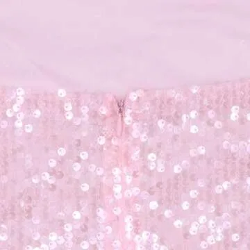 BOLLEY JOSS Women's Sequins Midi Dress Sexy Spaghetti Strap Long Dress Sparkly Back Slit Bodycon Dresses Cocktail Party Outfits Pink