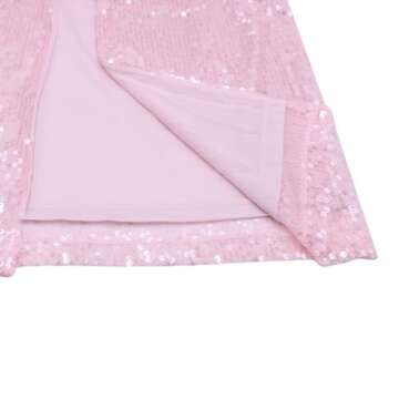 BOLLEY JOSS Women's Sequins Midi Dress Sexy Spaghetti Strap Long Dress Sparkly Back Slit Bodycon Dresses Cocktail Party Outfits Pink