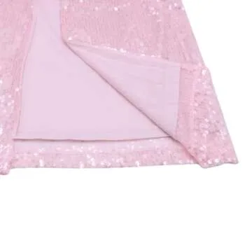 BOLLEY JOSS Women's Sequins Midi Dress Sexy Spaghetti Strap Long Dress Sparkly Back Slit Bodycon Dresses Cocktail Party Outfits Pink