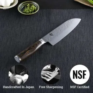 Shun Premier 7" Santoku Knife, Handcrafted and Hand-Sharpened Japanese All Purpose Knife, VG-MAX Core with Damascus Stainless Steel Cladding, Pakkawood Handle, Versatile Japanese Cutting Tool