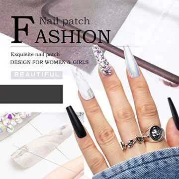 Aksod Glossy Ombre Black Crystal 3D Press-On Nails