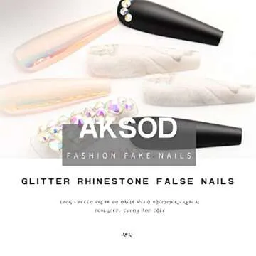Aksod Glossy Ombre Black Crystal 3D Press-On Nails