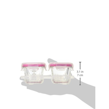 OXO Tot Glass Baby Blocks Food Storage Containers - 4 oz Durable Pink