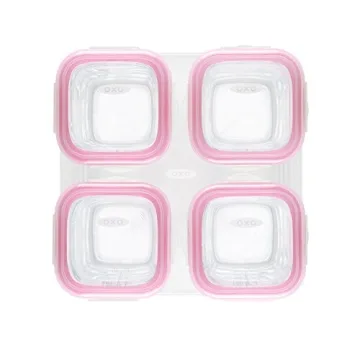 OXO Tot Glass Baby Blocks Food Storage Containers - 4 oz Durable Pink