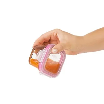 OXO Tot Glass Baby Blocks Food Storage Containers - 4 oz Durable Pink