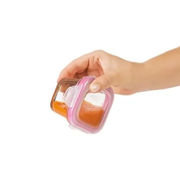 OXO Tot Glass Baby Blocks Food Storage Containers - 4 oz Durable Pink