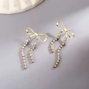 Gold Bow Stud Earrings for Women Stylish Gift