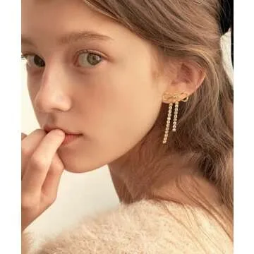 Gold Bow Stud Earrings for Women Stylish Gift