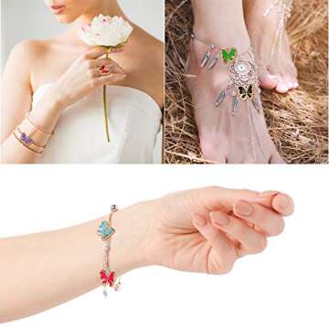 Hicarer 100 Pieces Colorful Butterfly Charms for Jewelry Making Alloy Pendant Jewelry Butterfly Charm for Necklaces Bracelets Earrings DIY Supplies