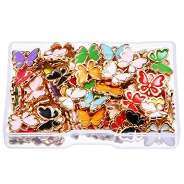 Hicarer 100 Pieces Colorful Butterfly Charms for Jewelry Making Alloy Pendant Jewelry Butterfly Charm for Necklaces Bracelets Earrings DIY Supplies