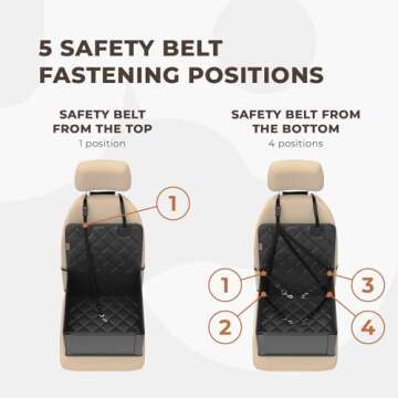 Extra Stable Dog Car Seat - Robust and Safe: Reinforced Walls, 3 Belt System for Small to Medium-Sized Dogs - Waterproof for Back or Front Seat (Black)