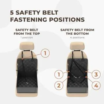 Extra Stable Dog Car Seat - Robust and Safe: Reinforced Walls, 3 Belt System for Small to Medium-Sized Dogs - Waterproof for Back or Front Seat (Black)