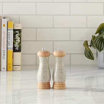 Bloomingville Stoneware Cécile (Set of 2 Pieces) Grey Cecile Salt & Pepper Mill Set, 6.5 Inches