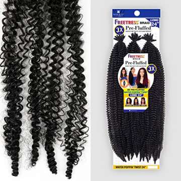 FreeTress Crochet Braids 3X Pre-Fluffed Water Poppin' Twist 24" (3-pack, COPPER)