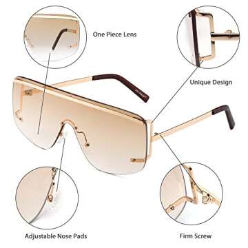 Fashionable JIM HALO Oversized Shield Sunglasses for All
