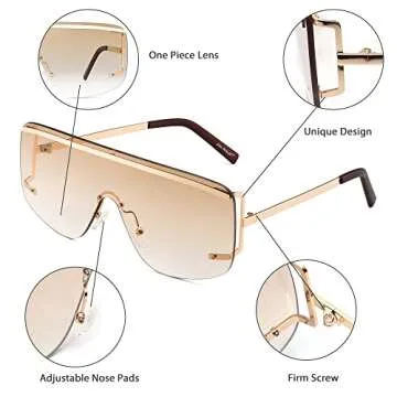 Fashionable JIM HALO Oversized Shield Sunglasses for All