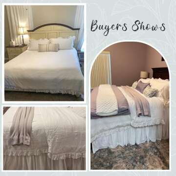 Luxurious 100% Linen Duvet Cover Set - King Size Ruffled Bedding