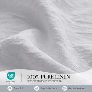 Luxurious 100% Linen Duvet Cover Set - King Size Ruffled Bedding