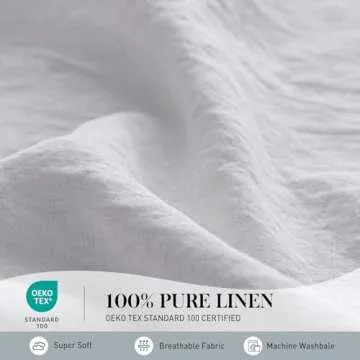 Luxurious 100% Linen Duvet Cover Set - King Size Ruffled Bedding