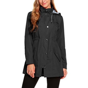 ZHENWEI Rain Jacket Women Waterproof with Hood Lightweight Raincoat Outdoor Windbreaker