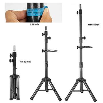 ZQIAN BEAUTY 55 Inch Metal Wig Stand Tripod for Styling
