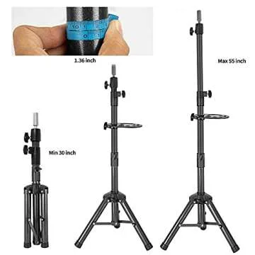 ZQIAN BEAUTY 55 Inch Metal Wig Stand Tripod for Styling
