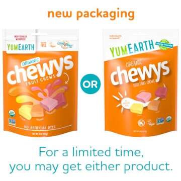 YumEarth Organic Fruit Chews - Fruit Flavored Candy Chews, No Dye, Allergy Friendly, Gluten Free, No...