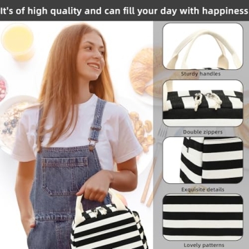 LEDAOU Stylish Insulated Lunch Bag for Women