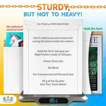 ABC Rigid Mailers, 12.75 x 15 Inch. Pack of 25 White Cardboard Photo Mailers Rigid with Sturdy Glue, Tear-Off Strip. CD Mailers Cardboard. 550 GSM Rigid Mailing Envelopes Hard. Rigid Mailers Kraft