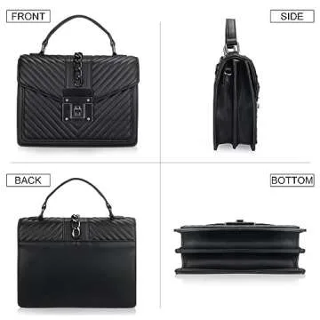 Women's Top Handle Bag with Strap Quilted Crossbody Bags Designer Handbags for Women Black Leather Cross body Purse Luxury Satchel Purses Flap Shoulder Bag