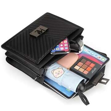 Women's Top Handle Bag with Strap Quilted Crossbody Bags Designer Handbags for Women Black Leather Cross body Purse Luxury Satchel Purses Flap Shoulder Bag