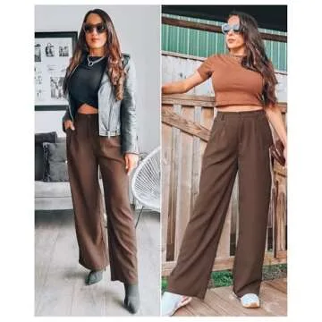 GRAPENT Old Money Clothes Work Outfits for Women Office Business Casual Pants Womens Slacks Casual Palazzo Pants Brown Pants Office Outfit Wear Color Chocolate Brown Size Medium Size 8 Size 10
