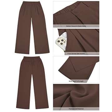 GRAPENT Old Money Clothes Work Outfits for Women Office Business Casual Pants Womens Slacks Casual Palazzo Pants Brown Pants Office Outfit Wear Color Chocolate Brown Size Medium Size 8 Size 10