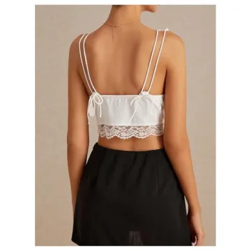 MakeMeChic Women's Floral Lace Cami for Summer Style