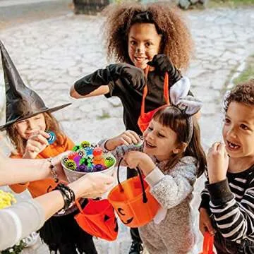40 Glow in The Dark Bouncing Balls,8 Halloween Theme Designs, Halloween Party Favor Supplies, Trick or Treating Goodie Bag Filler, School Classroom Game Rewards, Halloween Miniatures (with Pouch Bag)