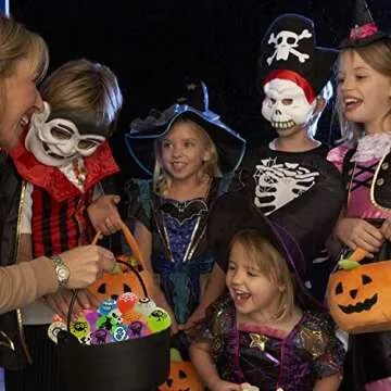 40 Glow in The Dark Bouncing Balls,8 Halloween Theme Designs, Halloween Party Favor Supplies, Trick or Treating Goodie Bag Filler, School Classroom Game Rewards, Halloween Miniatures (with Pouch Bag)