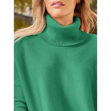 LILLUSORY Womens Turtleneck Oversized Tunic Fall Sweaters 2024 Trendy Casual Long Pullover Knit Wint...