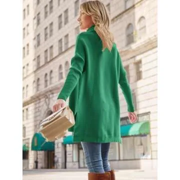 LILLUSORY Womens Turtleneck Oversized Tunic Fall Sweaters 2024 Trendy Casual Long Pullover Knit Winter Casual Cute Poncho Fashion Trendy Clothes Outfits Clothing Tops Green
