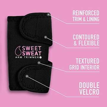 Sports Research Sweet Sweat Arm Trimmers for Men & Women | Increases Heat & Sweat Production to The Bicep Area | Includes Mesh Carrying Bag (Pink, Large)