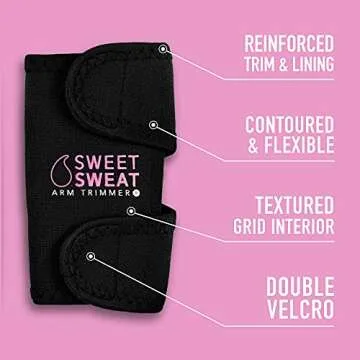 Sports Research Sweet Sweat Arm Trimmers for Men & Women | Increases Heat & Sweat Production to The Bicep Area | Includes Mesh Carrying Bag (Pink, Large)