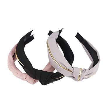 Hogoo 3 Pcs Knotted Headbands for Women Fashion Wide Headbands Knot Headband Vintage Hairbands Elastic Hair Bands Hair Accessories for Women Teens Girls
