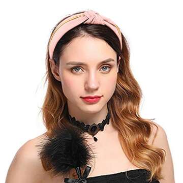 Hogoo 3 Pcs Knotted Headbands for Women Fashion Wide Headbands Knot Headband Vintage Hairbands Elastic Hair Bands Hair Accessories for Women Teens Girls