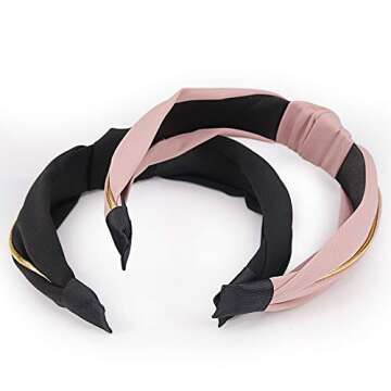 Hogoo 3 Pcs Knotted Headbands for Women Fashion Wide Headbands Knot Headband Vintage Hairbands Elastic Hair Bands Hair Accessories for Women Teens Girls