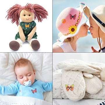 FINGOOO 100 PCS Butterfly Wooden Buttons,1 Inch Colorful 2 Holes Mixed Decorative Buttons for DIY Sewing&Wood Craft Clothes Accessories