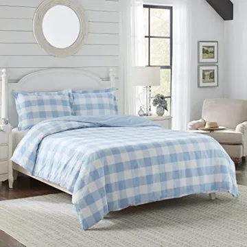 Laura Ashley Twin Duvet Cover Set - Cotton Reversible Bedding