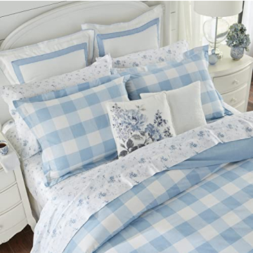 Laura Ashley Twin Duvet Cover Set - Cotton Reversible Bedding