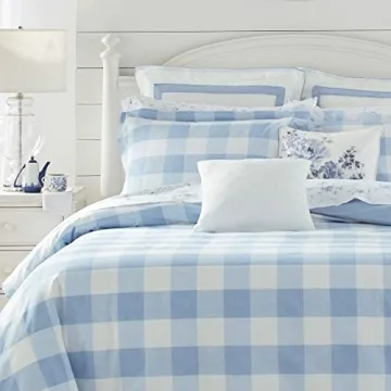 Laura Ashley Twin Duvet Cover Set - Cotton Reversible Bedding