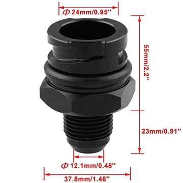 KingFurt Billet Black Aluminum Valve Cover Oil Cap w/-10 AN Fitting for LS1/LS6/LS2/LS3/LS7