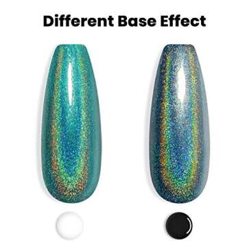 RARJSM Holographic Nail Polish Turquoise Glitter Gel Polish Olive Green Nailpolish UV Lamp Required Rainbow Effect RAR77 for Nail Art Design